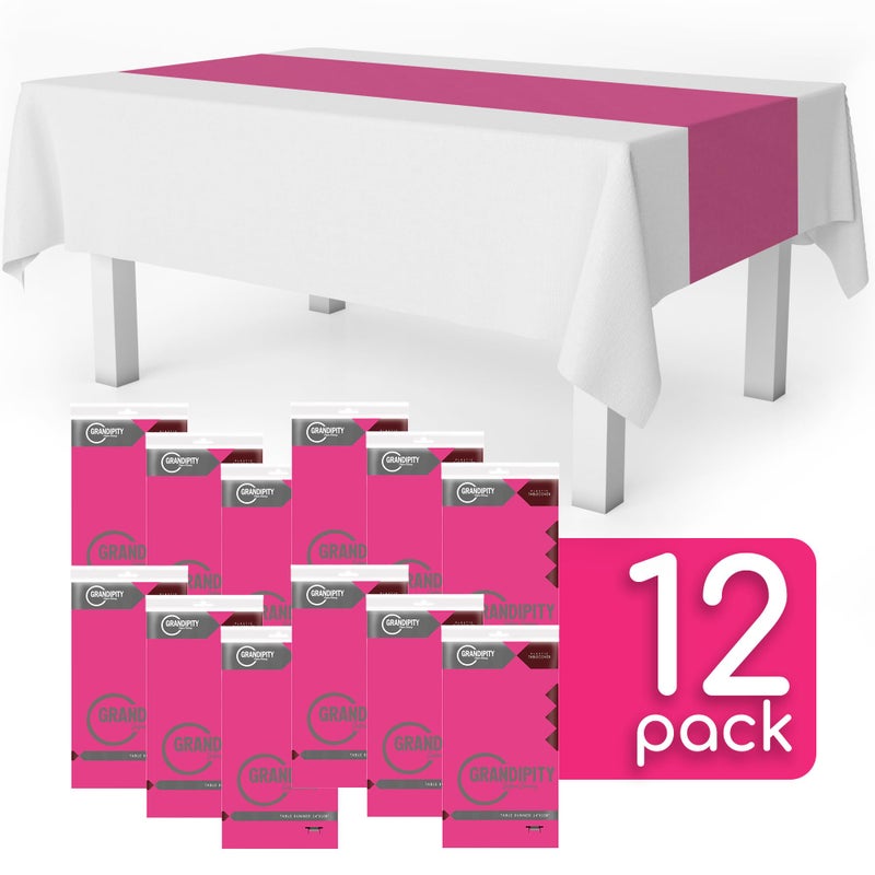 Grandipity Hot Pink 12 Pack Premium Disposable Plastic Table Runner 14 x 108 Inch. Table Runner for Dinner Parties & Events by Grandipity - Image 2